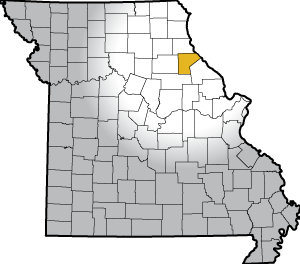 Map showing Ralls County in Missouri